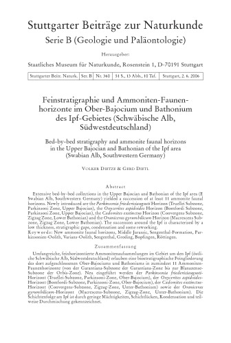 Обложка книги Feinstratigraphie und Ammoniten-Faunenhorizonte im Ober Bajocium und Bathonium des Ipf-Gebietes (Schwäbische Alb, Südwestdeutschland)