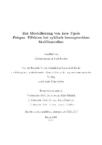 Обложка книги Zur Modellierung von Low Cycle Fatigue-Effekten bei zyklisch beanspruchten Stahlbauteilen