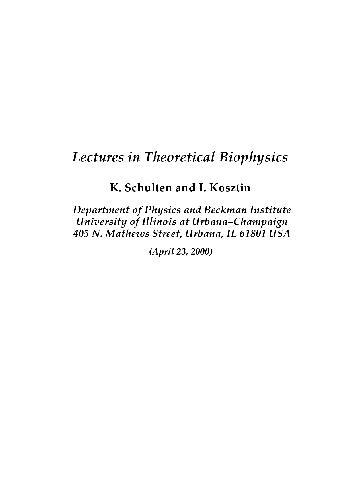 Обложка книги Lectures in Theoretical Biophysics