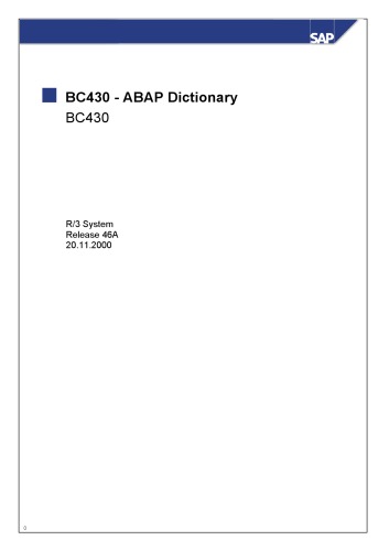 Обложка книги SAP AG - Учебные курсы SAP R/3 (BC 430 ABAP Dictionary)