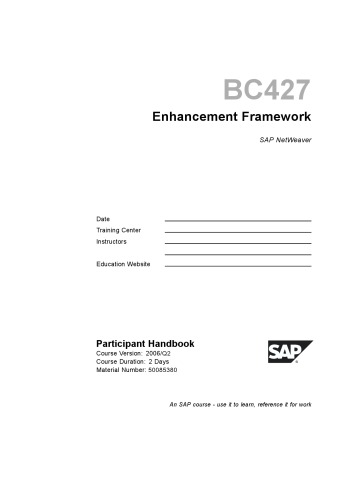 Обложка книги SAP AG - Учебные курсы SAP R/3 (BC 427 Enhancement Framework)