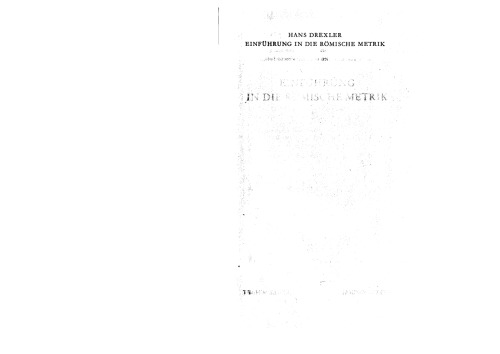 Обложка книги Einfuhrung on die romishe metrik