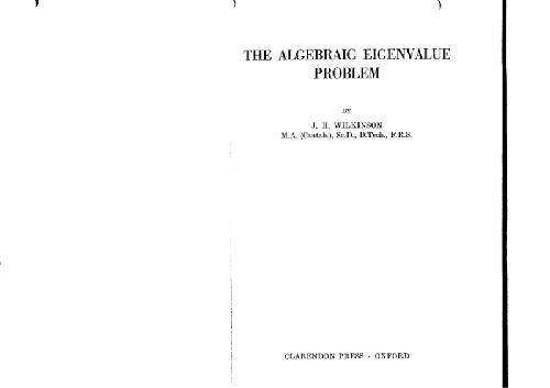 Обложка книги The algebraic eigenvalue problem