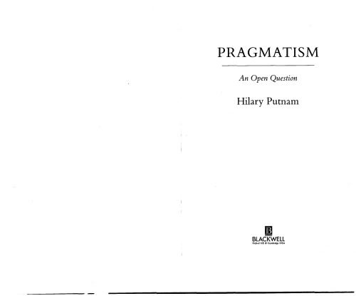 Обложка книги Pragmatism: An Open Question