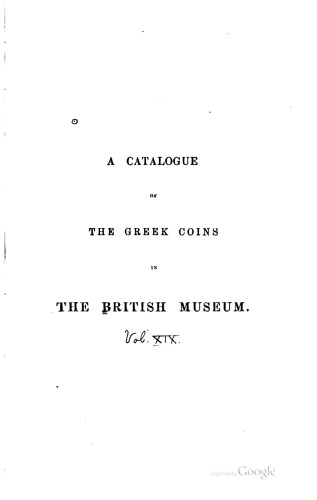 Обложка книги Catalogue of the Greek Coins in the British Museum