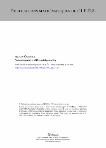 Обложка книги Non-commutative differential geometry IHES 