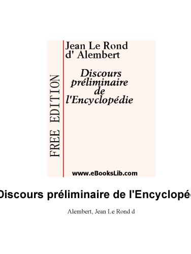 Обложка книги Discours preliminaire