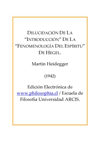 Обложка книги Dilucidacion de la introduccion de la fenomenologia del espiritu de Hegel