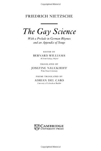 Обложка книги Nietzsche: The Gay Science: With a Prelude in German Rhymes and an Appendix of Songs 