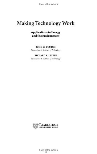 Обложка книги Making Technology Work: Applications in Energy and the Environment