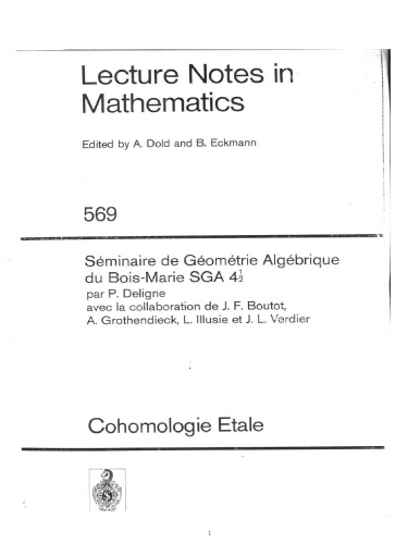 Обложка книги Cohomologie etale 