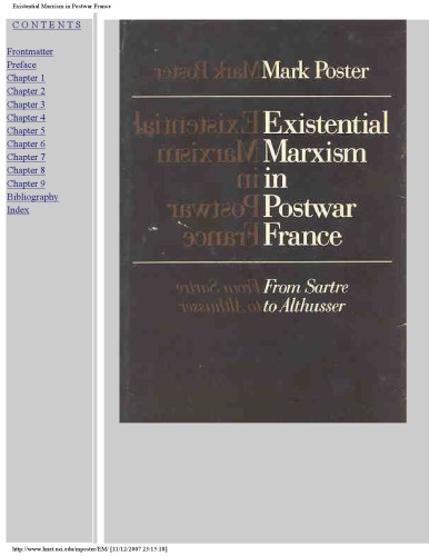 Обложка книги Existential Marxism in postwar France: From Sartre to Althusser