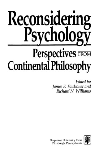 Обложка книги Reconsidering Psychology: Perspectives from Continental Philosophy