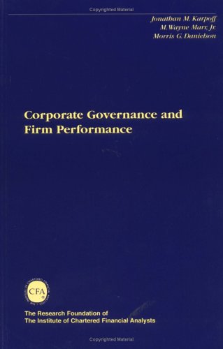 Обложка книги Corporate Governance and Firm Performance (The Research Foundation of AIMR and Blackwell Series in Finance)