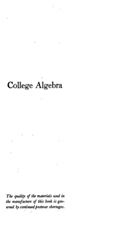 Обложка книги College algebra