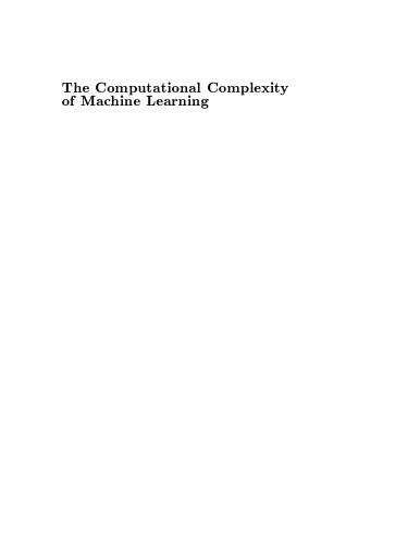 Обложка книги The Computational Complexity of Machine Learning