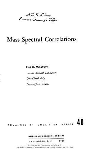 Обложка книги Mass Spectral Correlations (1963 Edition)