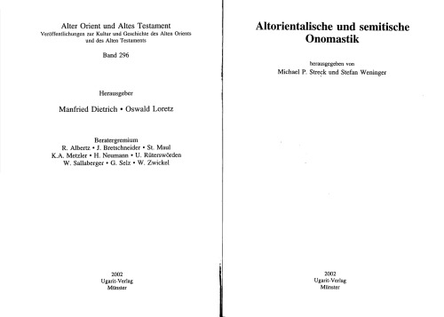 Обложка книги Altorientalische und semitische Onomastik