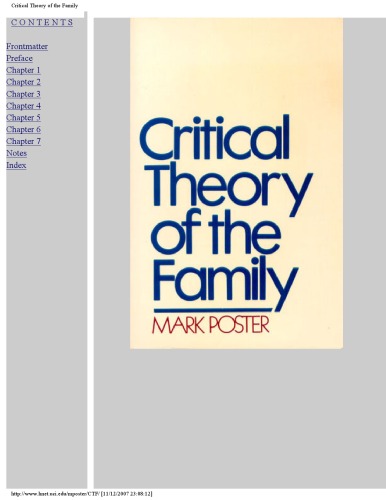 Обложка книги Critical Theory of the Family