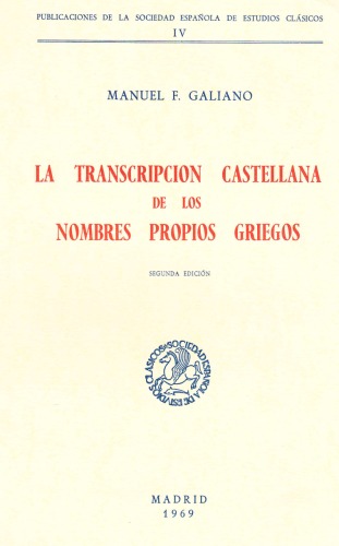 Обложка книги La transcripcion castellana de los nombres propios griegos