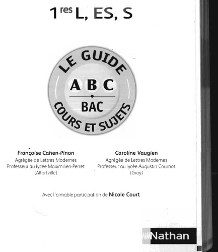 Обложка книги ABC BAC Francais 1e L, ES, S : Cours et sujets