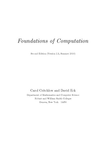 Обложка книги Foundations of Computation, Second edition