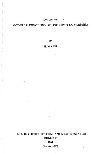 Обложка книги Lectures on modular functions of one complex variable (Revised Edition)