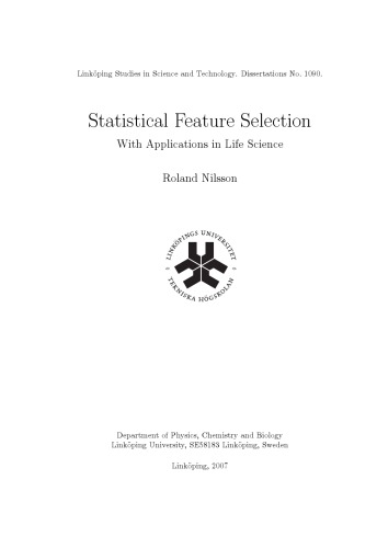 Обложка книги Statistical feature selection : with applications in life science