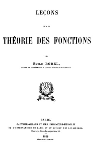 Обложка книги Lecons sur la theorie des fonctions