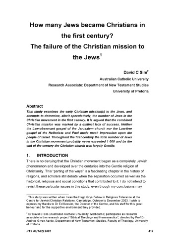 Обложка книги How many Jews became Christians in the first century? The failure of the Christian mission to the Jews