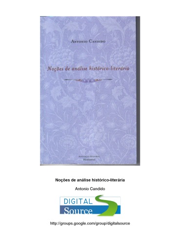 Обложка книги Nocoes de Analise Historico-Literaria  Portuguese