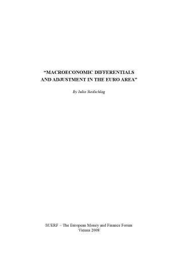 Обложка книги Macroeconomic differentials and adjustment in the euro area