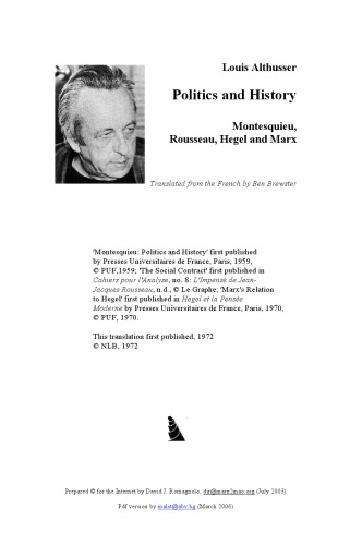 Обложка книги Politics and history: Montesquieu, Rousseau, Hegel and Marx;