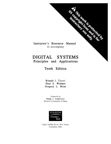 Обложка книги Instructor's Resource Manual to Accompany Digital Systems: Principles and Applications, 10th Edition
