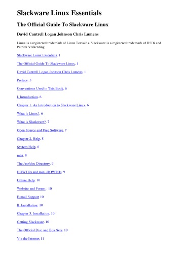Обложка книги Slackware Linux Essentials