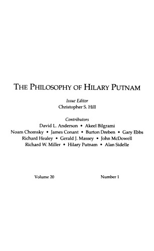 Обложка книги The Philosophy of Hilary Putnam (Philosophical Topics, Volume 20, Number 1, Spring 1992)