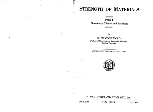 Обложка книги Strength of Materials. Part I, Elementary Theory and Problems. 2nd Ed.
