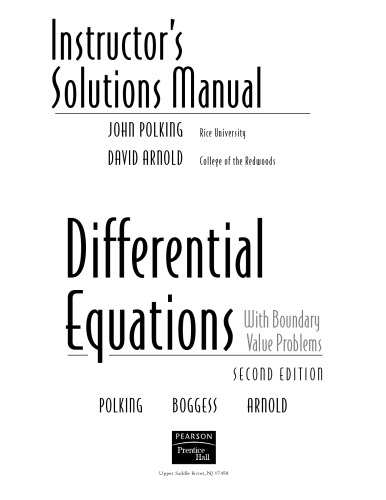 Обложка книги Instructors Solutions Manual for Differential Equations with Boundary Value Problems, 2 E