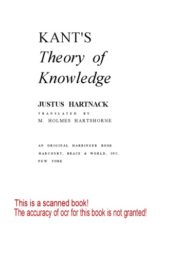 Обложка книги Kant's theory of knowledge