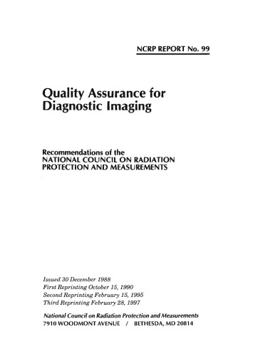 Обложка книги Quality Assurance for Diagnostic Imaging Equipment (Ncrp Report : No. 99)
