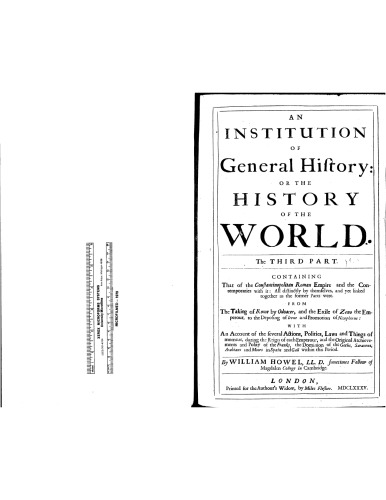 Обложка книги An Institution of General History (1685) William Howell - Volume Three