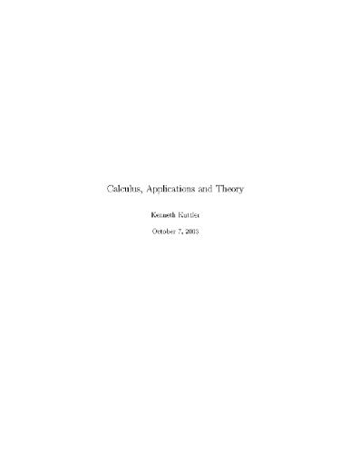 Обложка книги Calculus, applications and theory