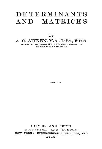 Обложка книги Determinants and Matrices