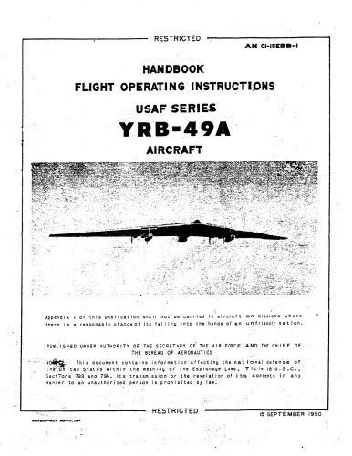 Обложка книги Handbook. Flight Operating Instructions. USAF Series. YRB-49 Aircraft