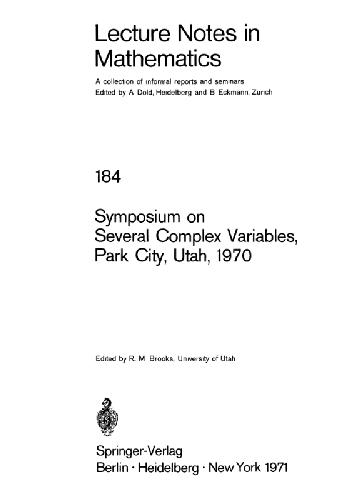 Обложка книги Symposium On Several Complex Variables. Park City, Utah, 1970