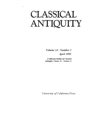 Обложка книги Classical Antiquity Vol 14 N1 April 1995