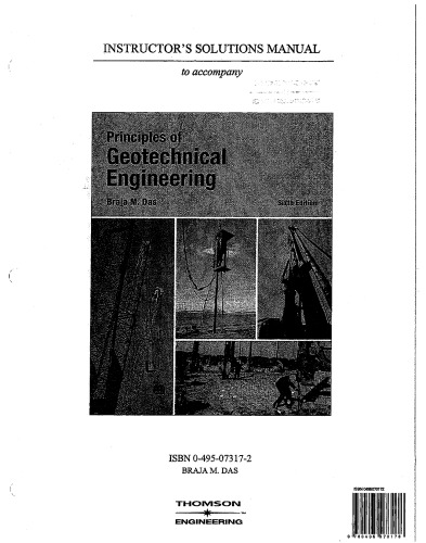 Обложка книги Instructor's solutions manual to accompany Principles of geotechnical engineering, sixth edition