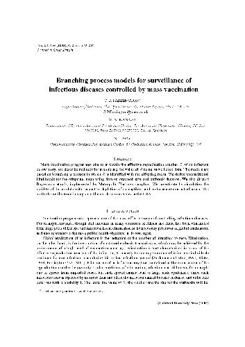 Обложка книги Branching process models for surveillance of infectious diseases controlled by mass vaccination