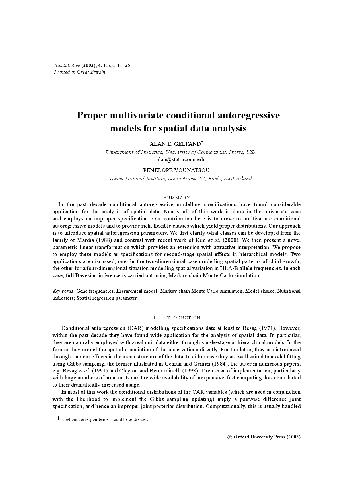 Обложка книги Proper multivariate conditional autoregressive models for spatial data analysis