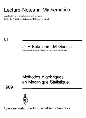 Обложка книги Methodes Aigebriques en Mecanique Statistique